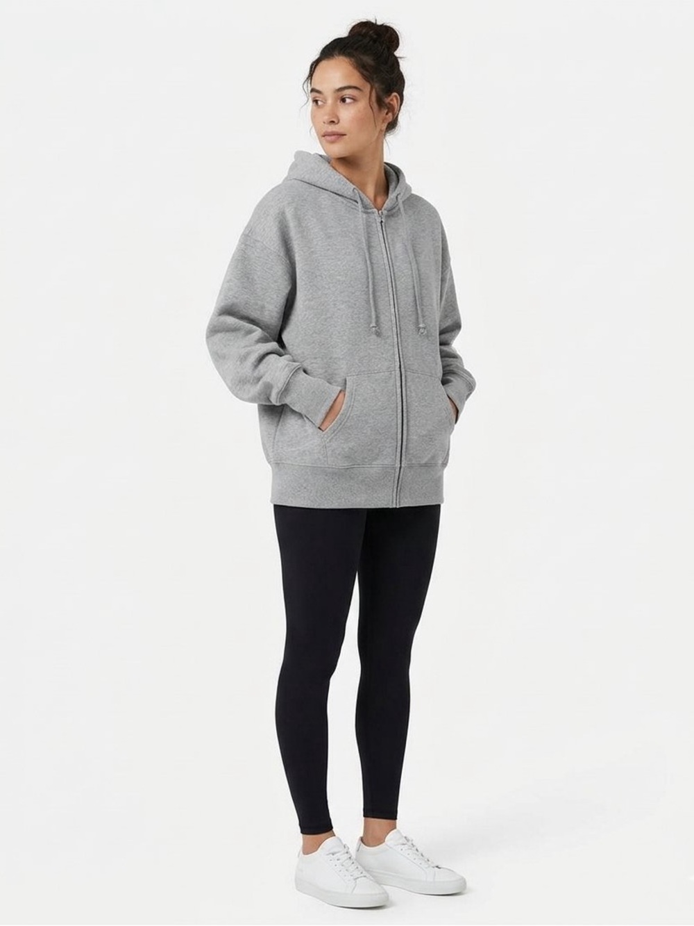 Gray Full-Zip Hooded Sweater Unisex XL Wild Fable